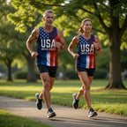 Patriotic Running Tank Top - USA Colors Tech Running Singlet