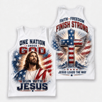 USA Christian Running Tank Top - Faith Patriotic Tech Running Singlet