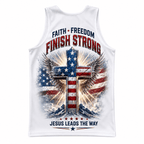 USA Christian Running Tank Top - Faith Patriotic Tech Running Singlet