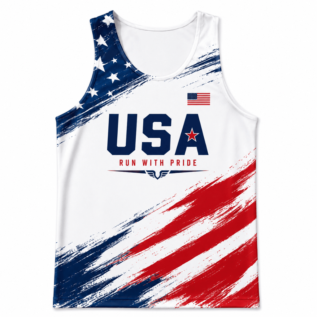 Patriotic Running Tank Top - USA Freedom Tech Running Singlet