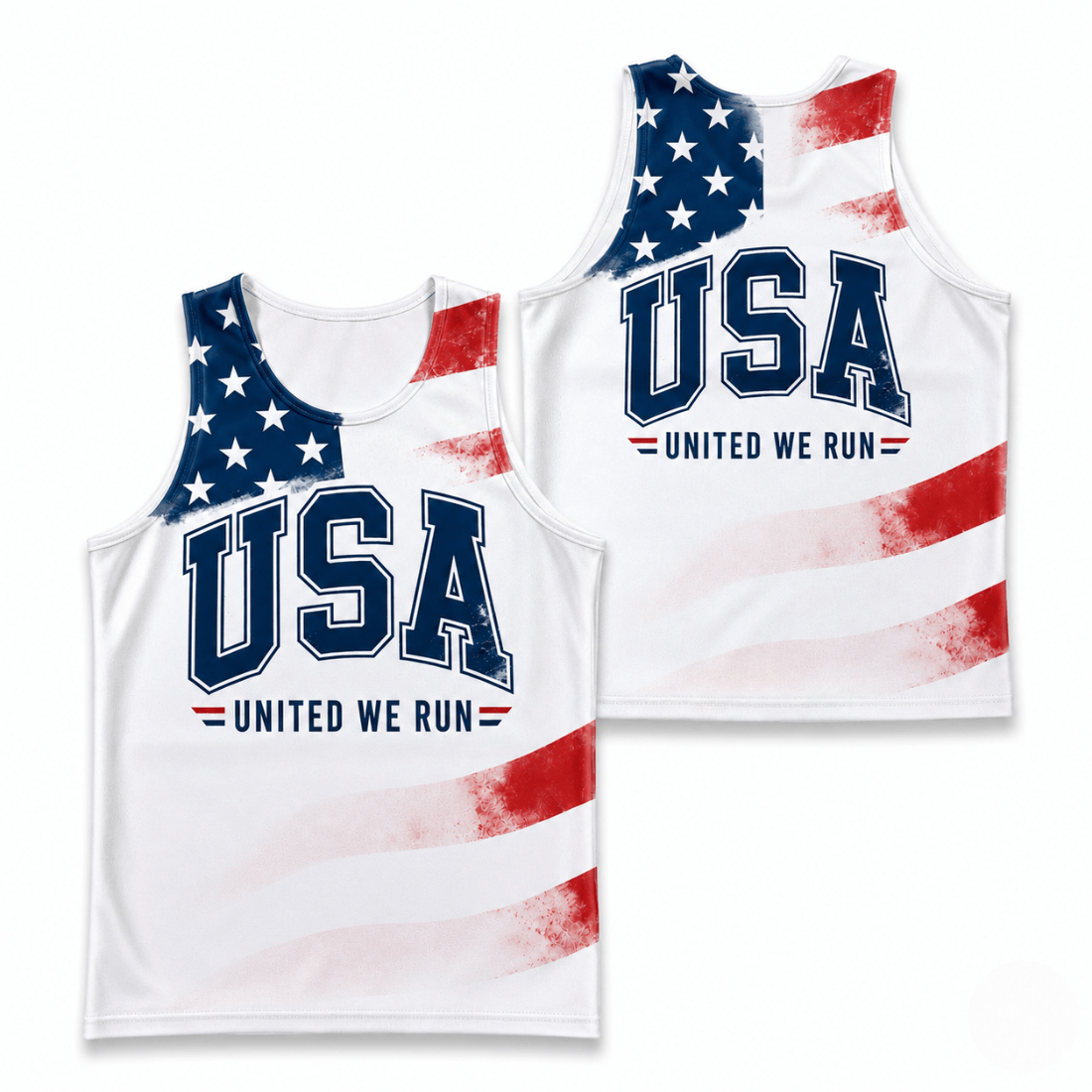 Patriotic Running Tank Top - USA Race Tech Running Singlet