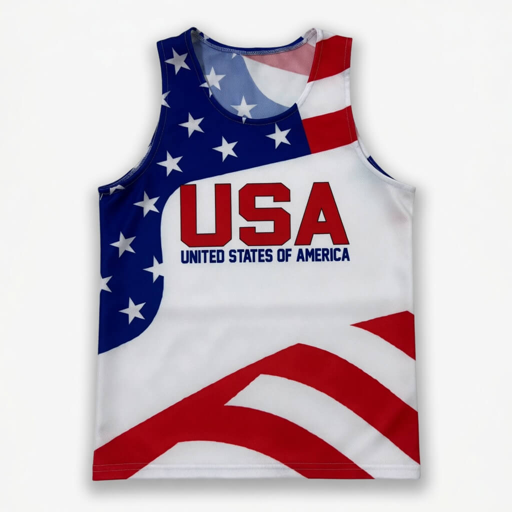 USA Running Tank Top - Patriotic Tech Running Singlet