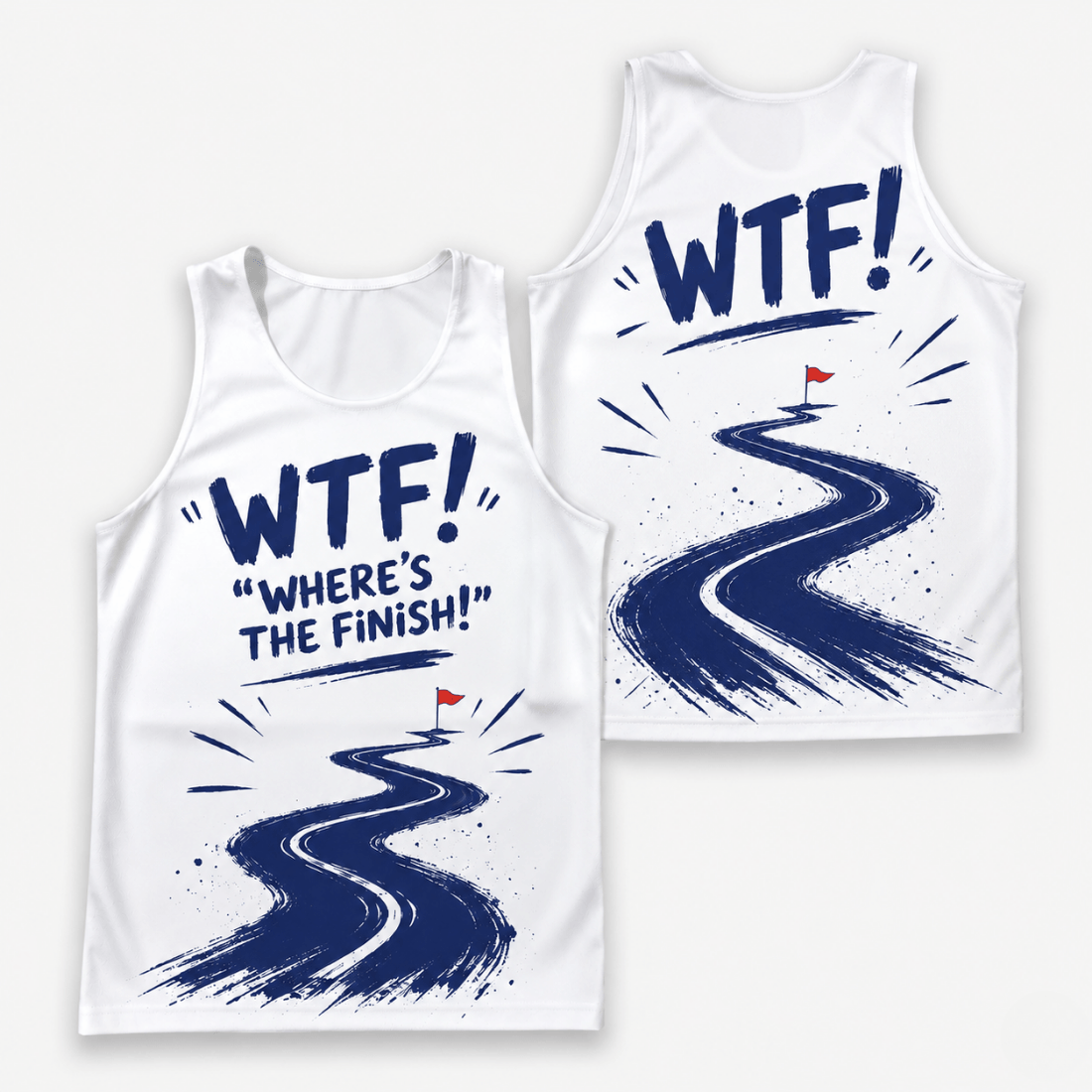 Funny Running Tank Top - WTF Runner Quote Tech Running Singlet