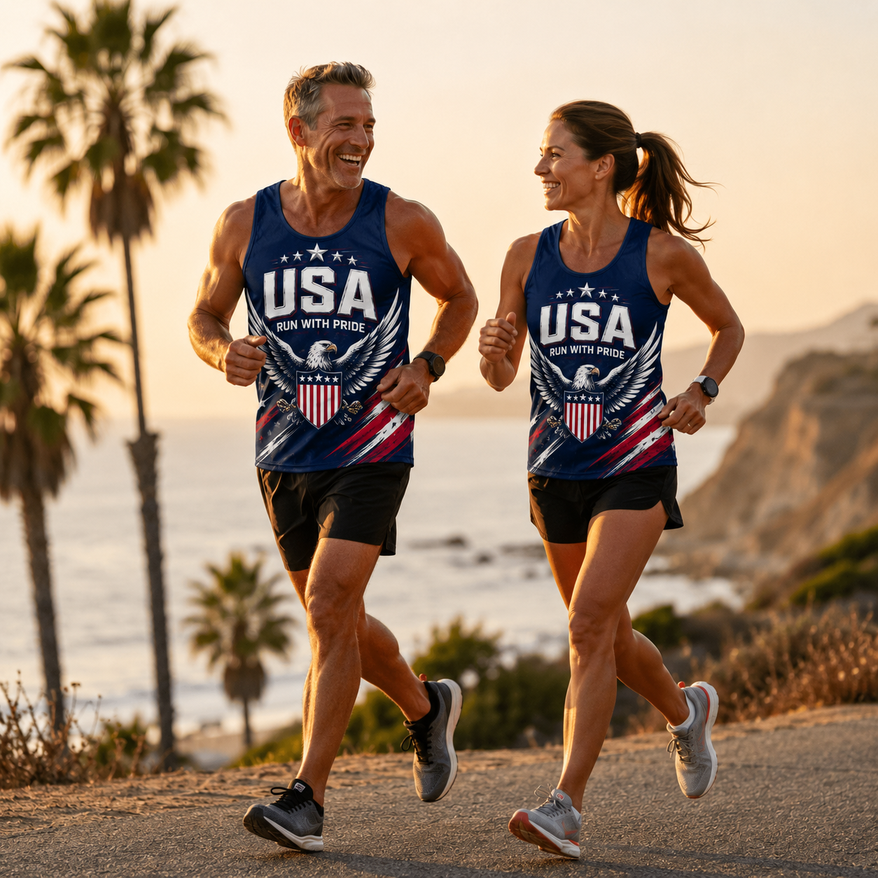 Patriotic Running Tank Top - Proud USA Tech Singlet