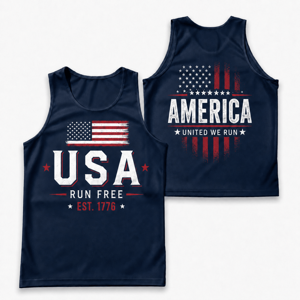 Patriotic Running Tank Top - America United Tech Running Singlet