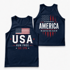 Patriotic Running Tank Top - America United Tech Running Singlet