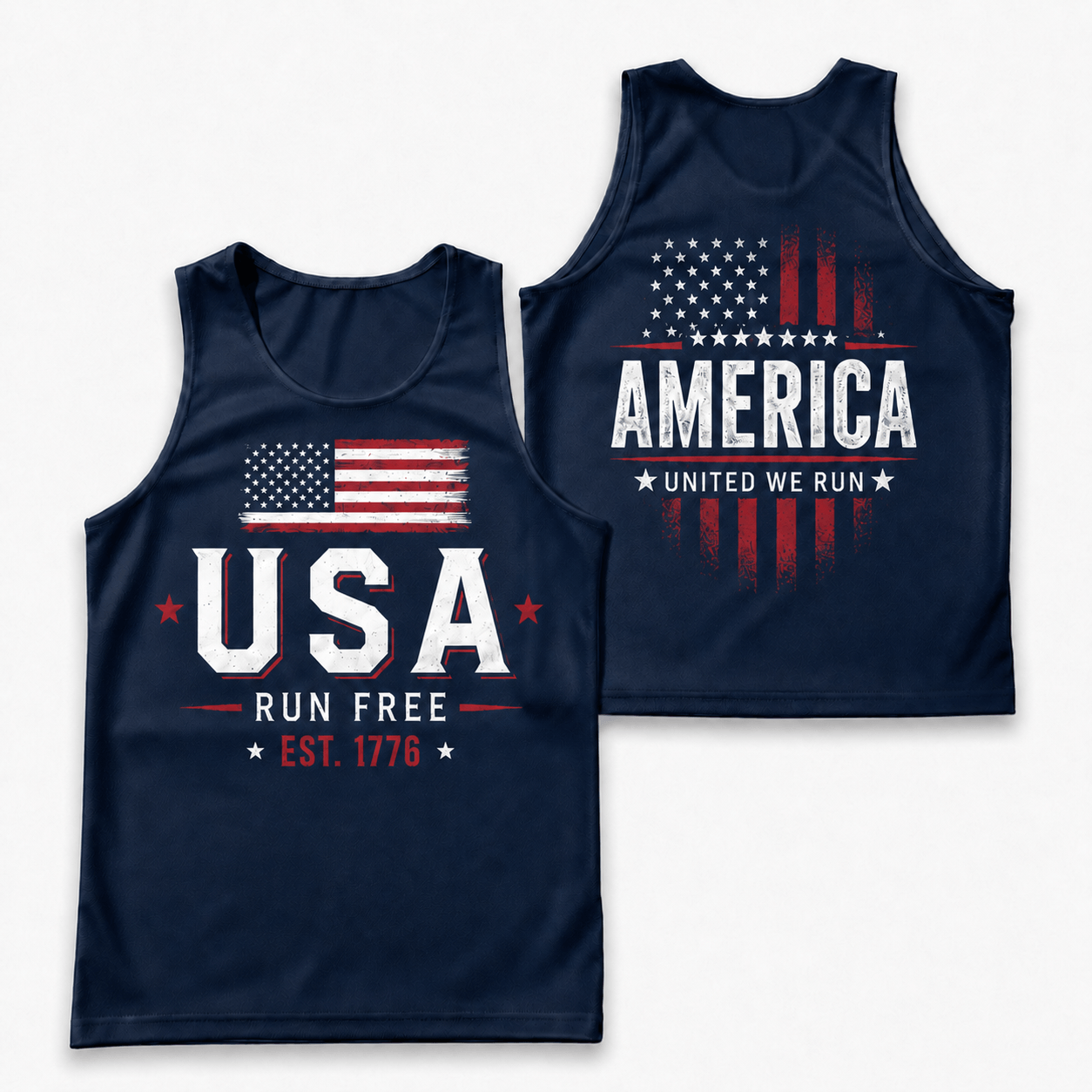 Patriotic Running Tank Top - America United Tech Running Singlet