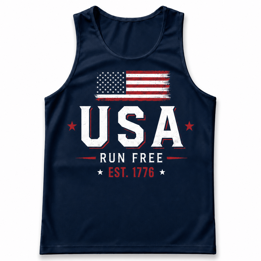 Patriotic Running Tank Top - America United Tech Running Singlet