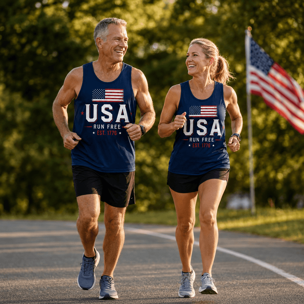 Patriotic Running Tank Top - America United Tech Running Singlet