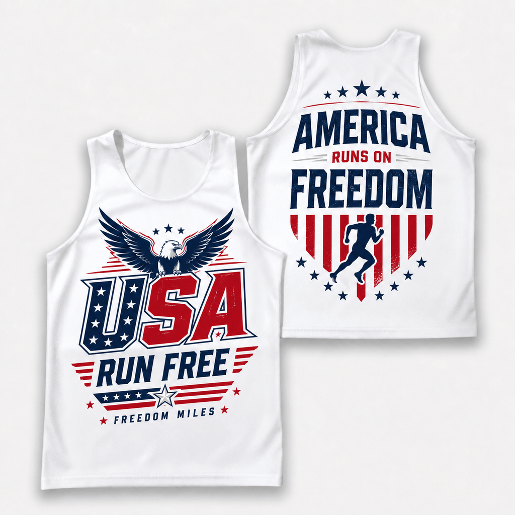 Patriotic Running Tank Top - USA Miles Tech Running Singlet