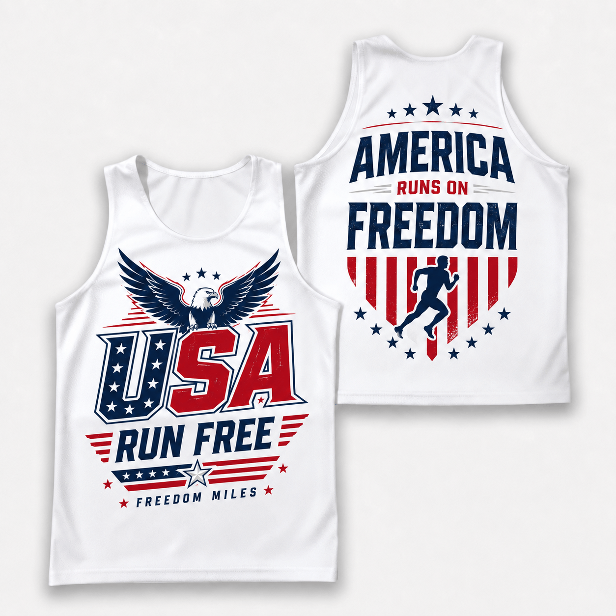 Patriotic Running Tank Top - USA Miles Tech Running Singlet