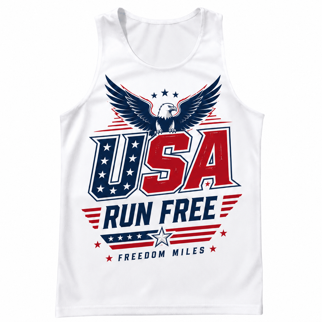 Patriotic Running Tank Top - USA Miles Tech Running Singlet