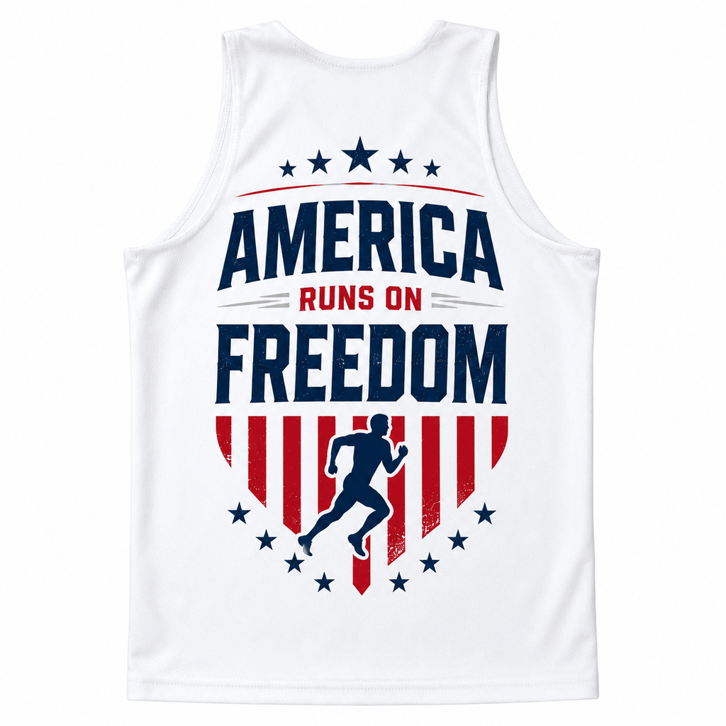 Patriotic Running Tank Top - USA Miles Tech Running Singlet