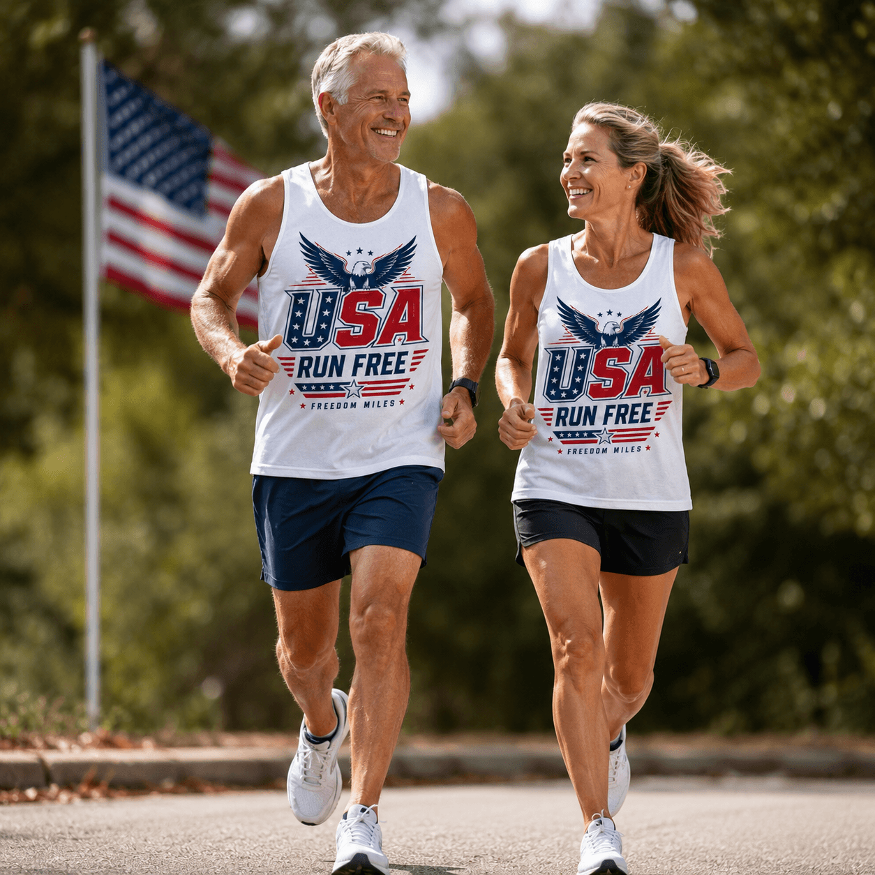 Patriotic Running Tank Top - USA Miles Tech Running Singlet