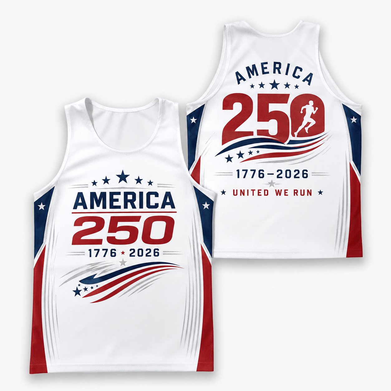 Patriotic Running Tank Top - USA Run Free Tech Running Singlet